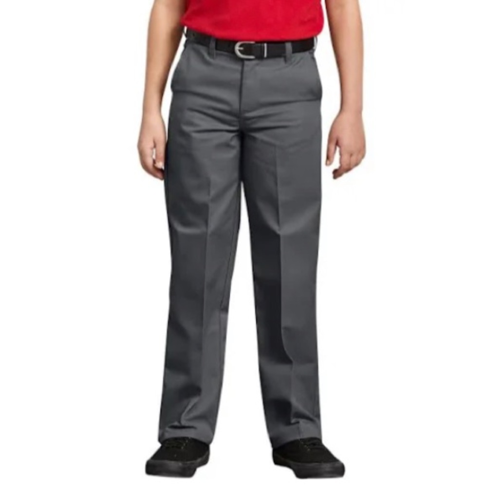 Dickies Back to School Uniform Flat Front Charcoal Grey Pants Size 12 Reg NWT